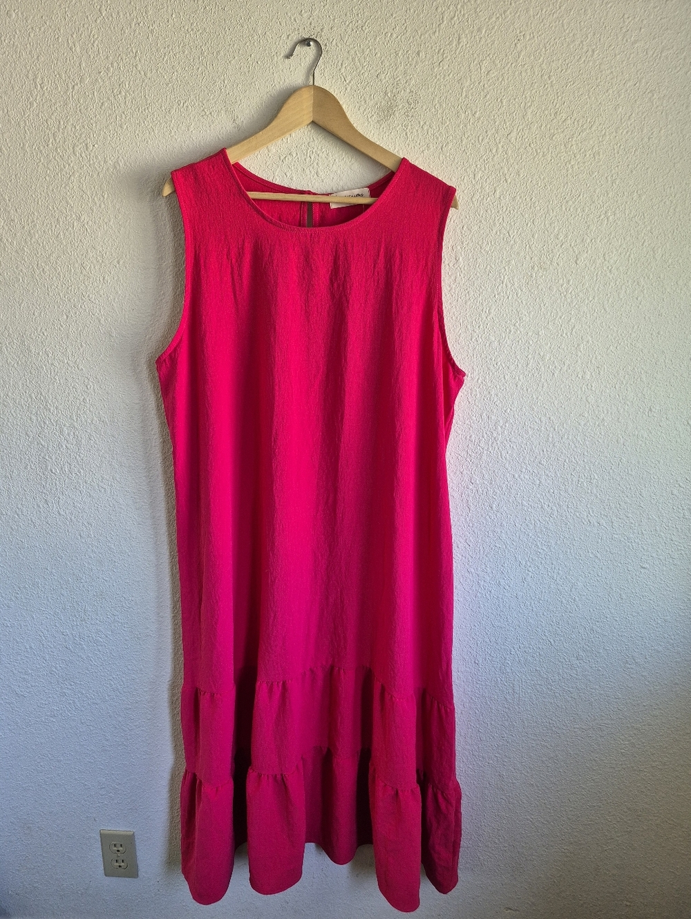 NWT Impressions Boutique Hot Pink Sleeveless Ruffle Maxi Dress Womens Size 3X